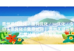 贵州神马优化／搜狗优化／360优化／今日头条优化「免费试词」,贵州关键词单词整站优化外包服务