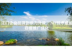 江门企业品牌影响力升级，.NET技术赋能百度推广优化