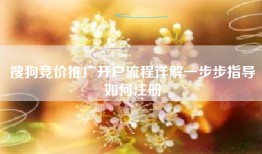 搜狗竞价推广开户流程详解一步步指导如何注册