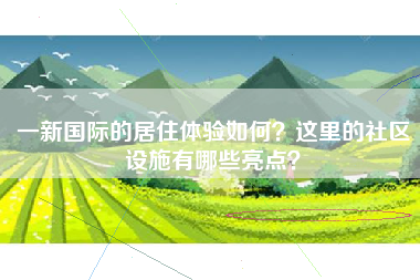 一新国际的居住体验如何？这里的社区设施有哪些亮点？
